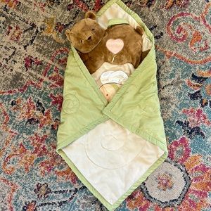 Rare Vintage Eden Bear Heartbeat Blanket